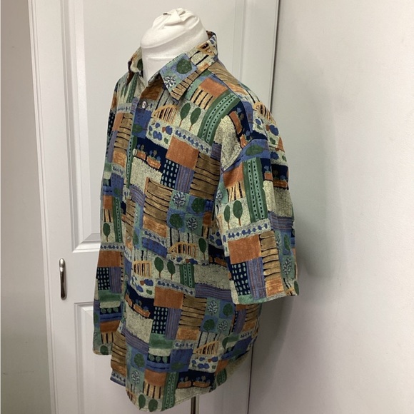 Casa Moda Men’s Short Sleeve Button Down Patchwork Floral Tapestry Shirt, sz M - Picture 8 of 10